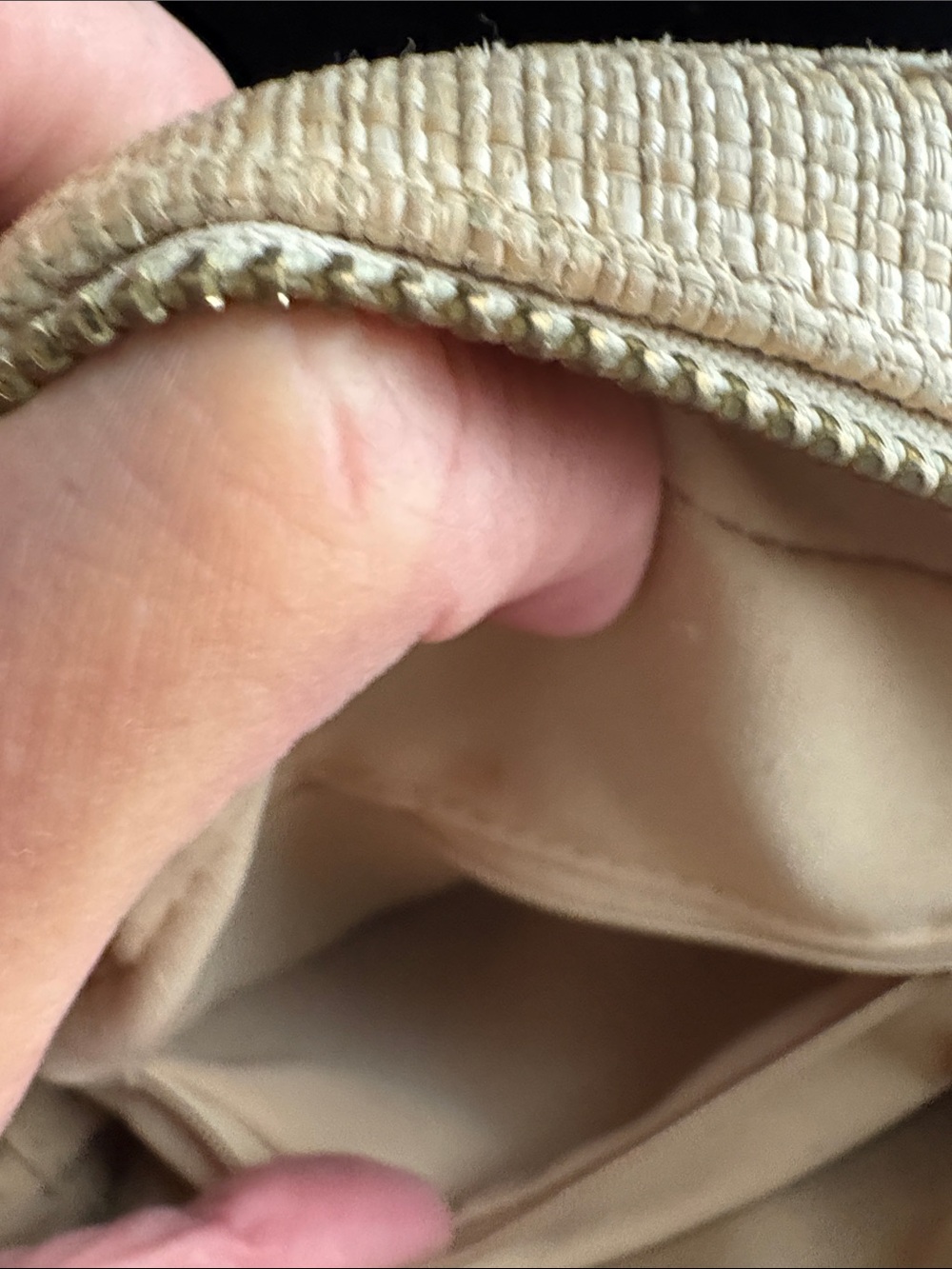 Round Woven Crossbody Bag in Cream and Tan - Picture 2 of 9